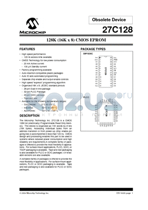 27C128-12E/L datasheet - 128K (16K x 8) CMOS EPROM