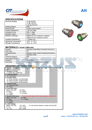 AH1NABY datasheet - CIT SWITCH