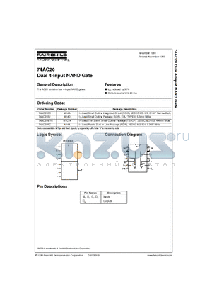 74AC20PC datasheet - Dual 4-Input NAND Gate