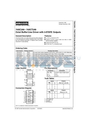 74AC240SC datasheet - Octal Buffer/Line Driver with 3-STATE Outputs
