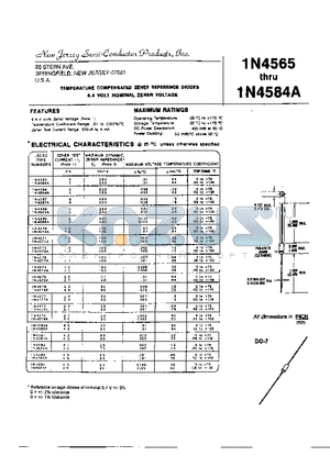 1N4566 datasheet - TEMPERATURE COMPENSATED ZENER REFERENCE DIODES