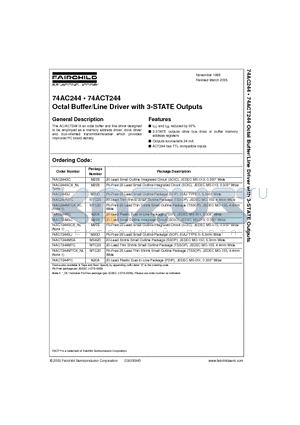 74AC244MTCX_NL datasheet - Octal Buffer/Line Driver with 3-STATE Outputs