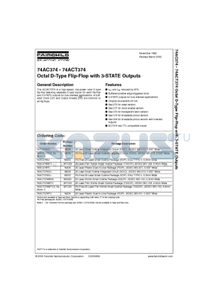 74AC374 datasheet - Octal D-Type Flip-Flop with 3-STATE Outputs