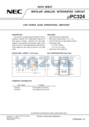 C324C datasheet - LOW POWER QUAD OPERATIONAL AMPLIFIER