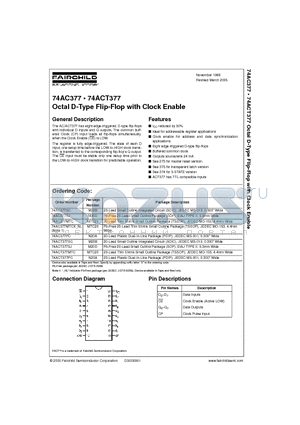 74AC377SJX datasheet - Octal D-Type Flip-Flop with Clock Enable