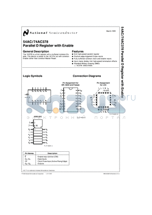 74AC378FMX datasheet - Parallel D Register with Enable