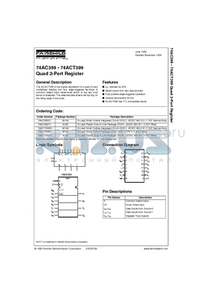 74AC399PC datasheet - Quad 2-Port Register
