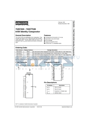 74AC520 datasheet - 8-Bit Identity Comparator