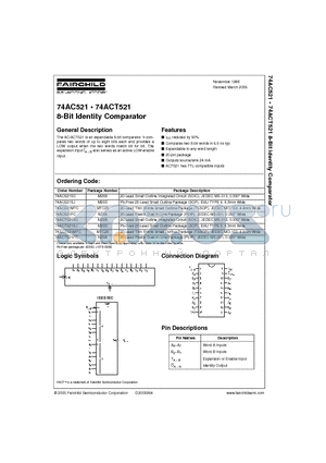 74AC521MTC datasheet - 8-Bit Identity Comparator