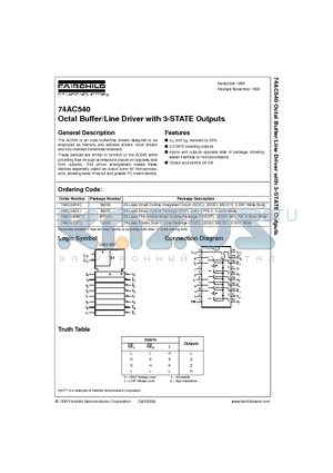 74AC540SJ datasheet - Octal Buffer/Line Driver with 3-STATE Outputs
