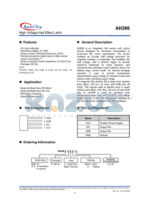 AH284A-PL datasheet - Hall-Effect Smart Fan Motor Controller