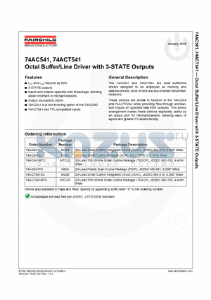 74AC541 datasheet - Octal Buffer/Line Driver with 3-STATE Outputs