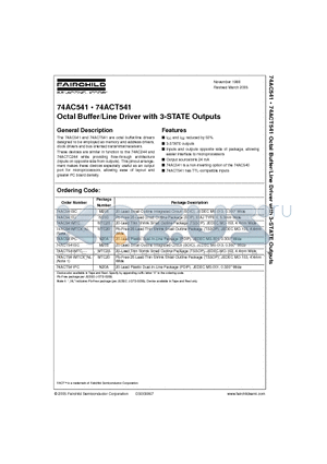 74AC541MTCX_NL datasheet - Octal Buffer/Line Driver with 3-STATE Outputs