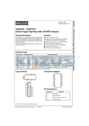 74AC574 datasheet - Octal D-Type Flip-Flop with 3-STATE Outputs