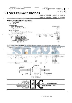 1N457/A datasheet - LOW LEAKAGE DIODES