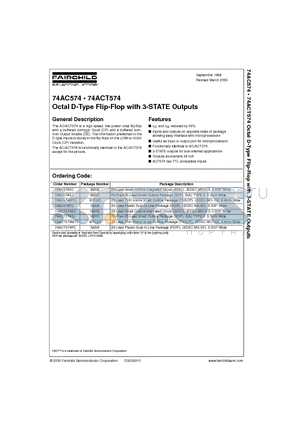 74AC574MTC datasheet - Octal D-Type Flip-Flop with 3-STATE Outputs
