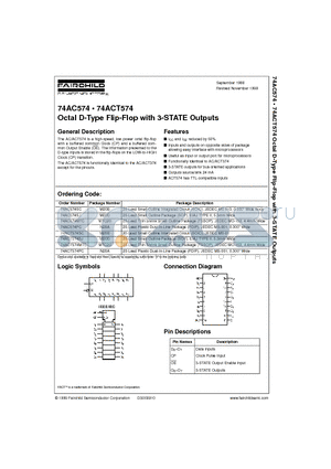 74AC574PC datasheet - Octal D-Type Flip-Flop with 3-STATE Outputs