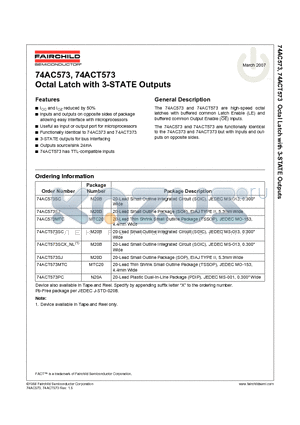 74AC573 datasheet - Octal Latch with 3-STATE Outputs