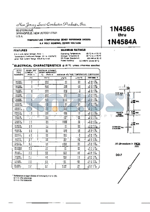 1N4571 datasheet - TEMPERATURE COMPENSATED ZENER REFERENCE DIODES