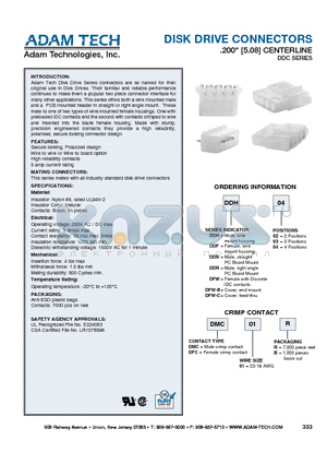 DDF04 datasheet - DISK DRIVE CONNECTORS .200 [5.08] CENTERLINE