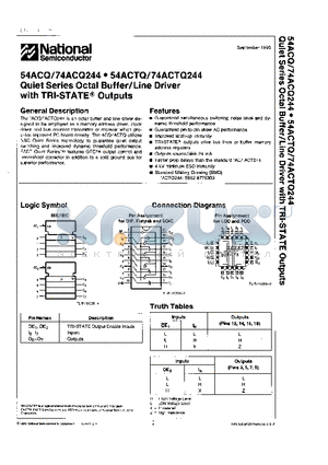 74ACQ244L datasheet - Quiet Seres Octal Buffer/Line Driver with TRI-STATE Outputs
