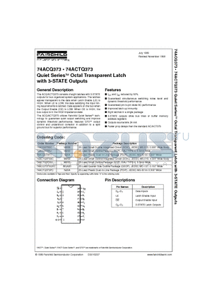 74ACQ373 datasheet - Quiet Series Octal Transparent Latch with 3-STATE Outputs