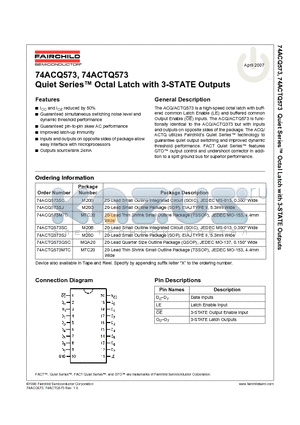 74ACQ573SCX datasheet - Quiet Series Octal Latch with 3-STATE Outputs