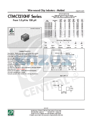 CTMC1210HF-150J datasheet - Wire-wound Chip Inductors - Molded