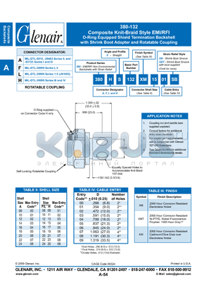 380FS132XW22 datasheet - Composite Knit-Braid Style EMI/RFI
