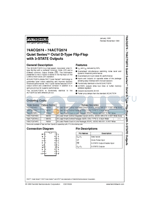 74ACQ574 datasheet - Quiet Series Octal D-Type Flip-Flop with 3-STATE Outputs