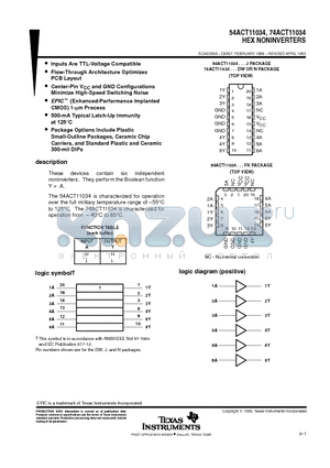 74ACT11034 datasheet - HEX NONINVERTERS