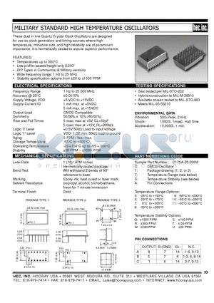 C35RC-25000M datasheet - MILITARY STANDARD HIGH TEMPERATURE OSCILLATORS