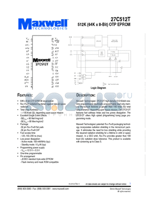 27C512TRPDI-20 datasheet - 512K (64K x 8-Bit) OTP EPROM