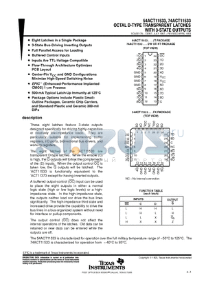 74ACT11533 datasheet - OCTAL D-TYPE TRANSPARENT LATCHES WITH 3-STATE OUTPUTS