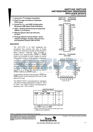 74ACT11470 datasheet - 8-BIT REGISTERED BUS TRANSCEIVERS WITH 3-STATE OUTPUTS