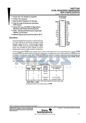 74ACT11543 datasheet - OCTAL REGISTERED TRANSCEIVER WITH 3-STATE OUTPUTS