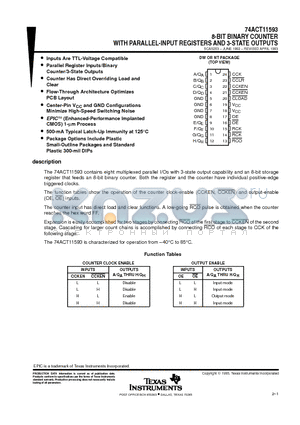 74ACT11593 datasheet - 8-BIT BINARY COUNTER WITH PARALLEL-INPUT REGISTERS AND 3-STATE OUTPUTS