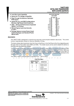 74ACT11623 datasheet - OCTAL BUS TRANSCEIVER WITH 3-STATE OUTPUTS