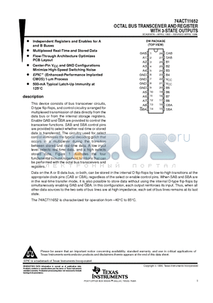 74ACT11652DW datasheet - OCTAL BUS TRANSCEIVER AND REGISTER WITH 3-STATE OUTPUTS