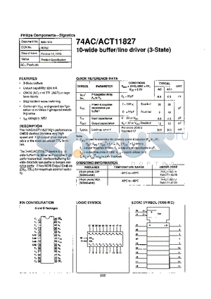 74ACT11827 datasheet - 10-WIDE BUFFER/LINE DRIVER (3-STATE)