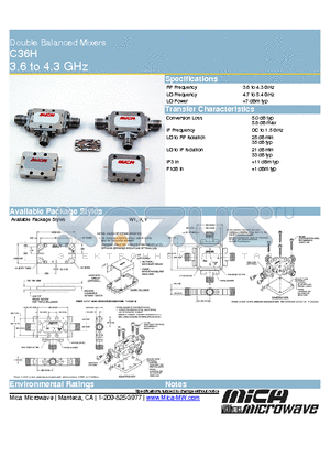 C36H datasheet - Double Balanced Mixers 3.6 to 4.3 GHz