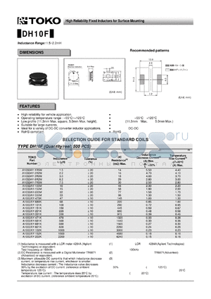 A1032AY-100M datasheet - High Reliability Fixed Inductors for Surface Mounting