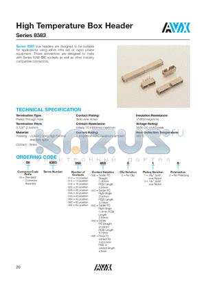 008383016001010 datasheet - High Temperature Box Header