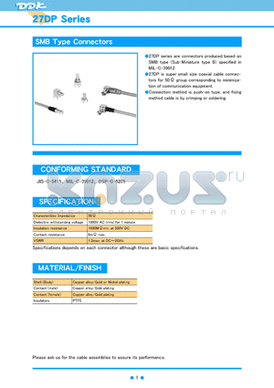 27DP-BJ-1.5DW-CR1 datasheet - SMB Type Connectors