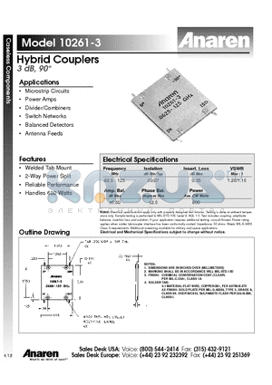 10261-3 datasheet - Hybrid Couplers
