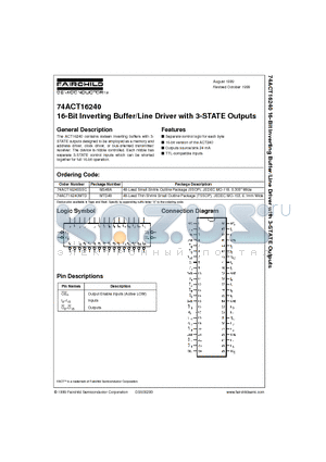 74ACT16240 datasheet - 16-Bit Inverting Buffer/Line Driver with 3-STATE Outputs