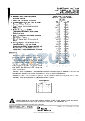 74ACT16244DGG datasheet - 16-BIT BUFFERS/LINE DRIVERS WITH 3-STATE OUTPUTS