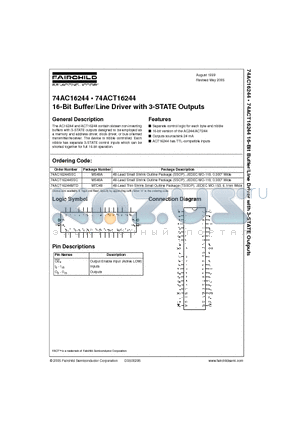 74ACT16244MTD datasheet - 16-Bit Buffer/Line Driver with 3-STATE Outputs