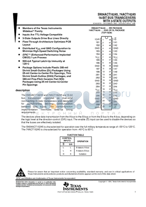 74ACT16245 datasheet - 16-BIT BUS TRANSCEIVERS WITH 3-STATE OUTPUTS
