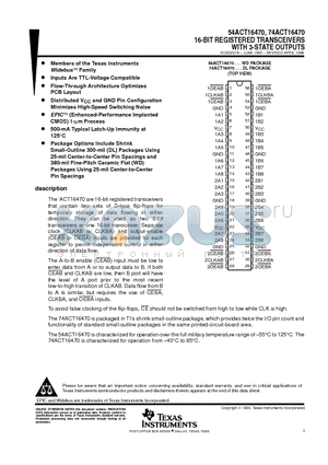 74ACT16470 datasheet - 16-BIT REGISTERED TRANSCEIVERS WITH 3-STATE OUTPUTS